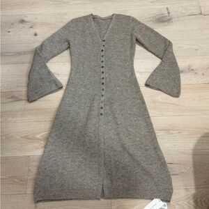 Commense Taupe Knit Button-Front Long Sweater NWT